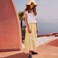 Cheap Vilebrequin Girls Long Skirt Stripes Sunflower/Yellow