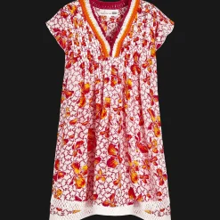 New Vilebrequin Girls Mini Dress Iris Lace- X Poupette St Barth Shocking Pink/Pink