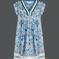 Clearance Vilebrequin Girls Mini Dress Iris Lace- X Poupette St Barth Azure/Blue