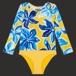 Fashion Vilebrequin Girls One-Piece Rashguard Raiatea Sun/Yellow