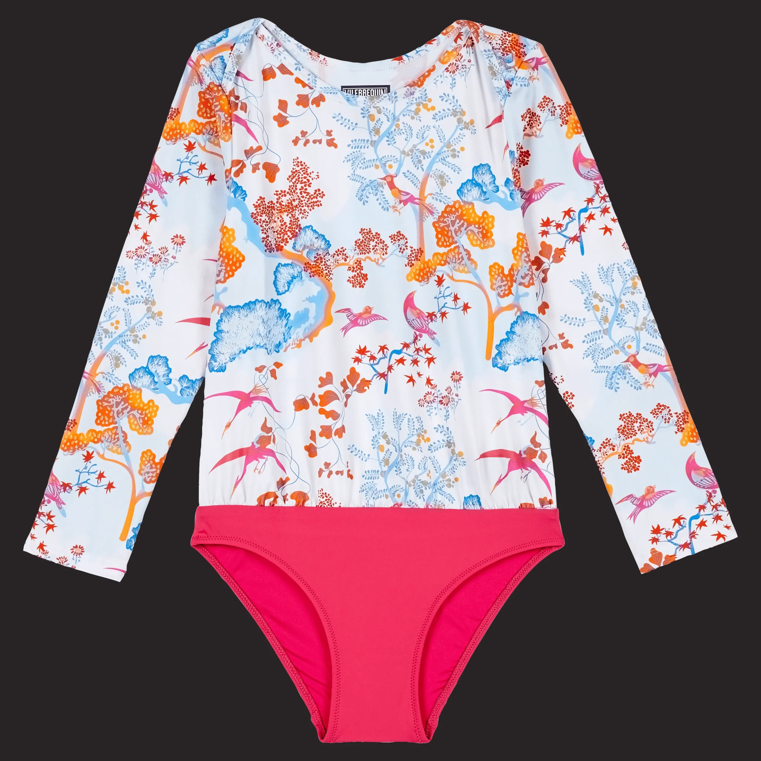 Best Sale Vilebrequin Girls One-Piece Rashguard Peaceful Trees White/White