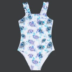 Clearance Vilebrequin Girls One-Piece Swimsuit Flash Flowers Purple Blue/Blue