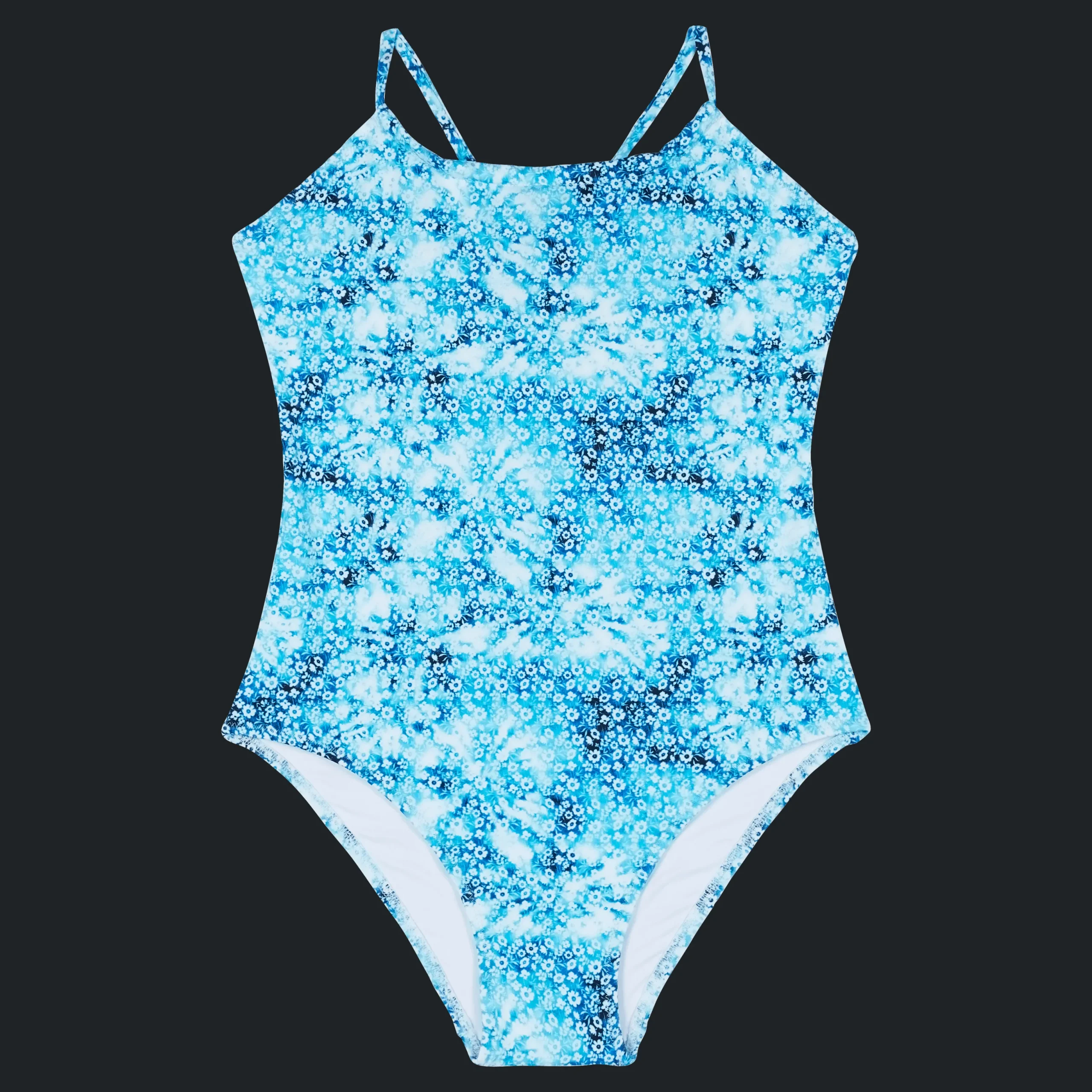 Discount Vilebrequin Girls One-Piece Swimsuit Flowers Tie & Dye Navy/Blue
