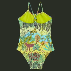 Best Vilebrequin Girls One-Piece Swimsuit Jungle Rousseau Ginger/Green