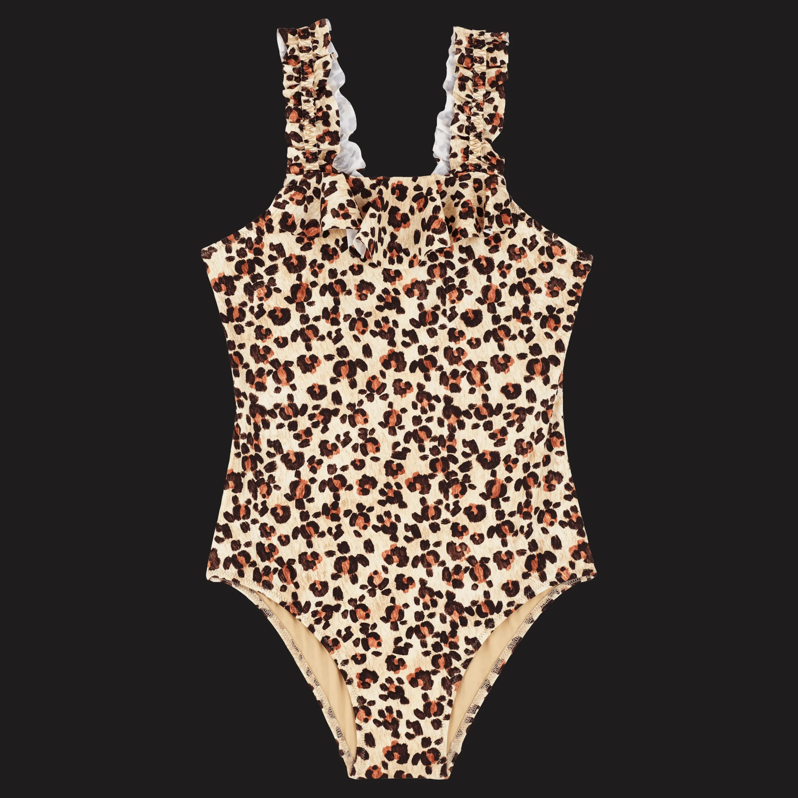 Shop Vilebrequin Girls One-Piece Swimsuit Turtles Leopard Straw/Yellow