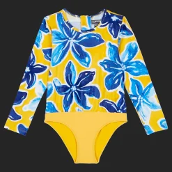Best Vilebrequin Girls One-Piece Zipped Rashguard Raiatea Sun/Yellow