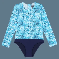 Flash Sale Vilebrequin Girls One-Piece Zipped Rashguard Flowers Tie & Dye Navy/Blue