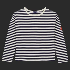 Shop Vilebrequin Girl'S Striped Long-Sleeve T-Shirt Navy/White/Blue