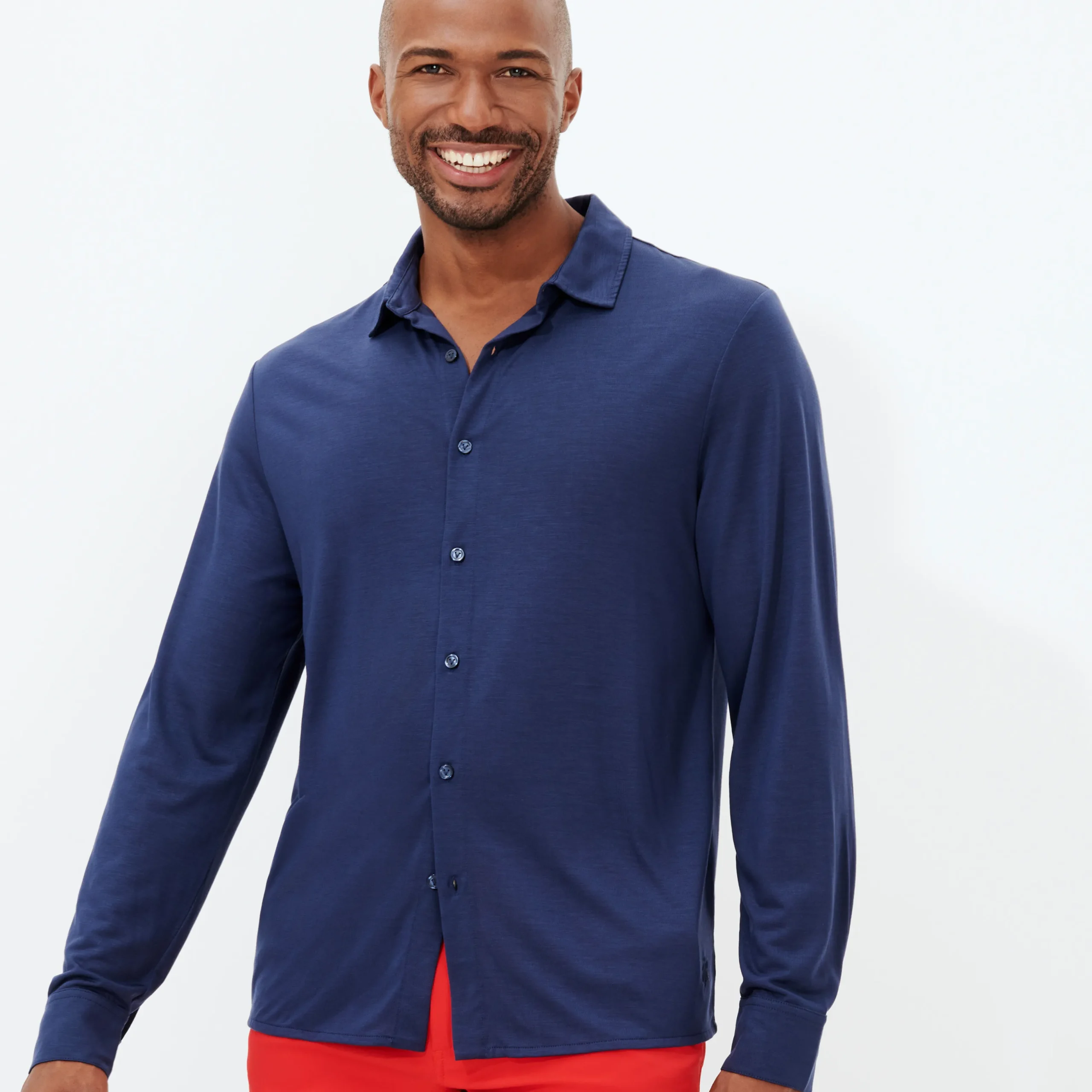 Online Vilebrequin Jersey Tencel Men Shirt Navy/Blue
