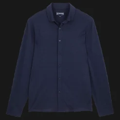 Online Vilebrequin Jersey Tencel Men Shirt Navy/Blue