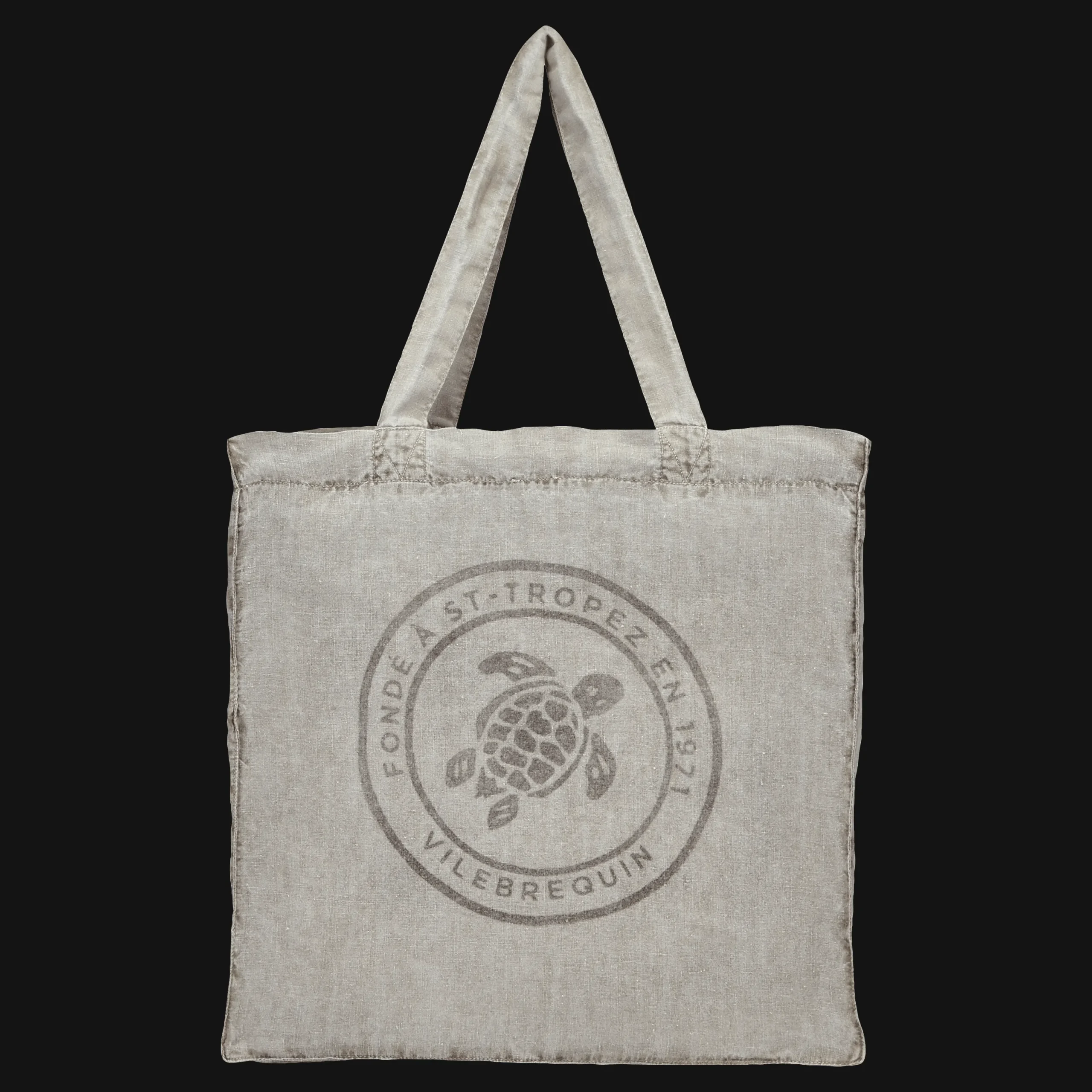 Best Sale Vilebrequin Linen Turtle Unisex Tote Bag Mineral Dye Eucalyptus/Green