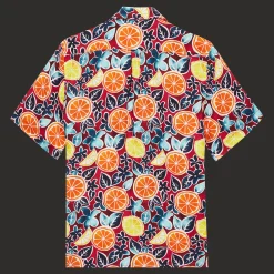 Store Vilebrequin Men Bowling Linen Shirt Presse Citron Burgundy/Red