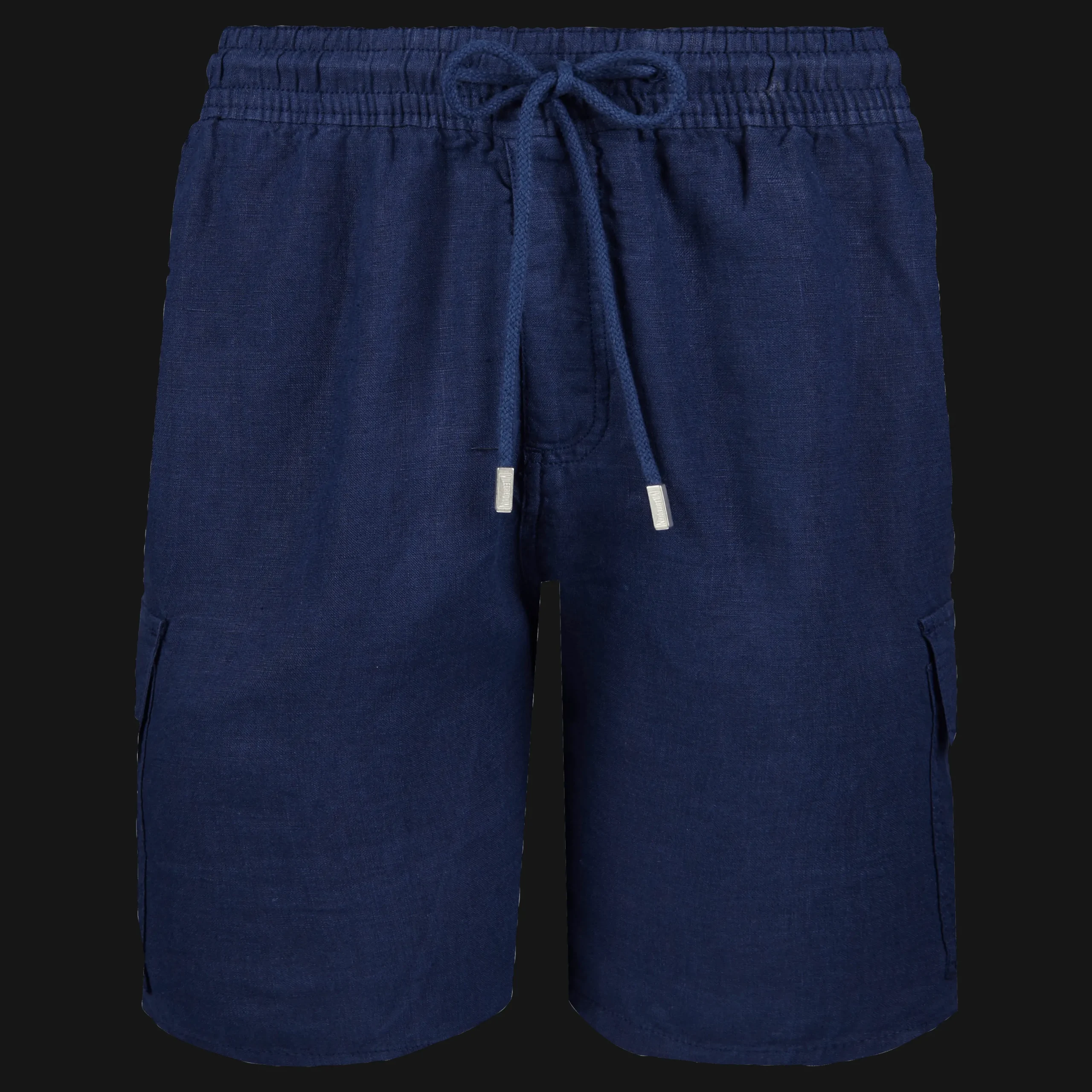 Store Vilebrequin Men Cargo Linen Bermuda Shorts Solid Navy/Blue