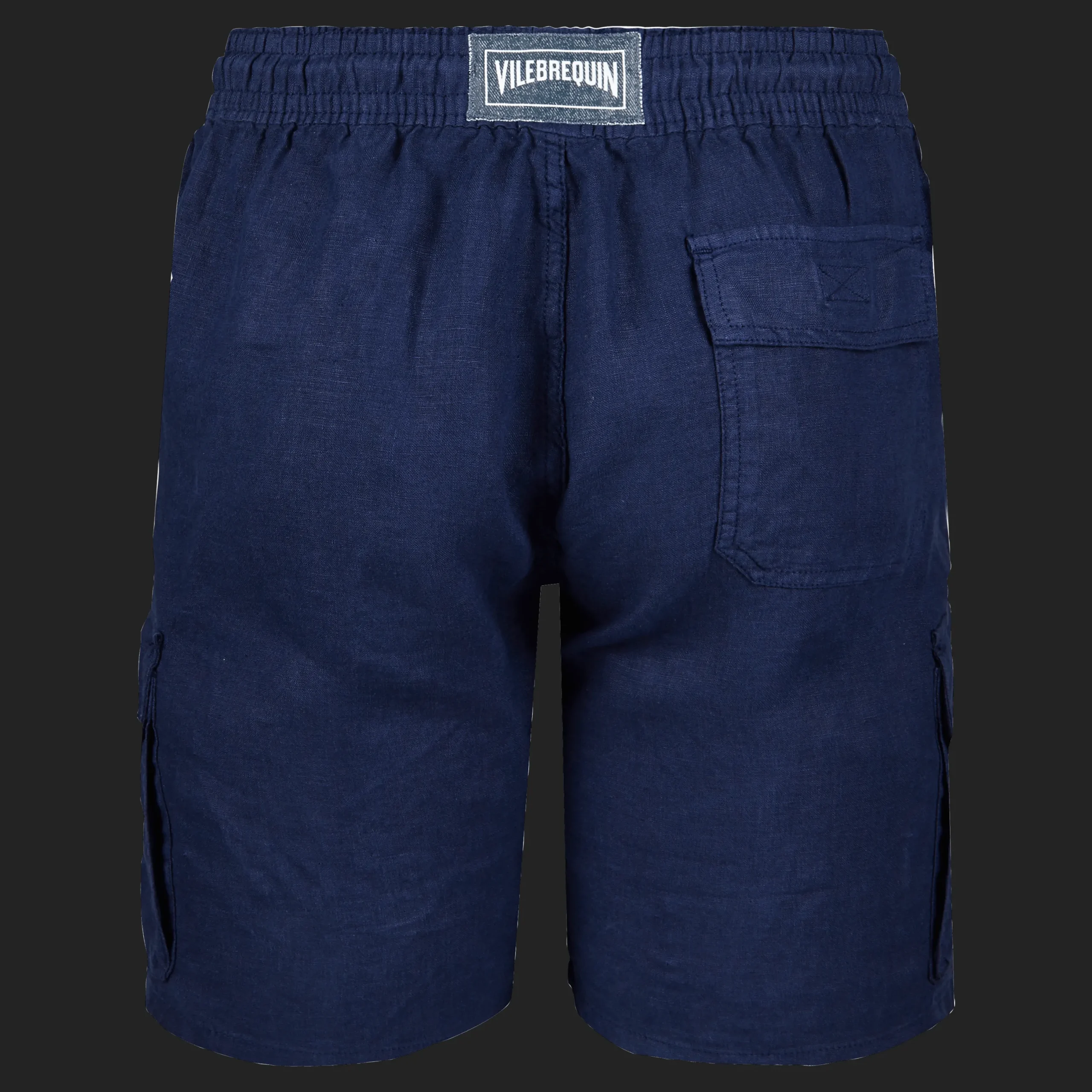 Store Vilebrequin Men Cargo Linen Bermuda Shorts Solid Navy/Blue