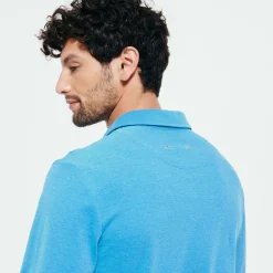 Cheap Vilebrequin Men Changing Cotton Pique Shirt Azure/Blue