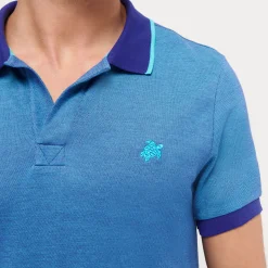 Best Sale Vilebrequin Men Changing Cotton Pique Polo Shirt Solid Azure/Blue