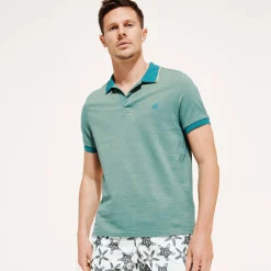 Shop Vilebrequin Men Changing Cotton Pique Polo Shirt Solid Linden/Green