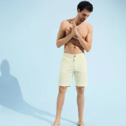 Best Vilebrequin Men Chino Bermuda Ultra-Light Seersucker Apple/Green