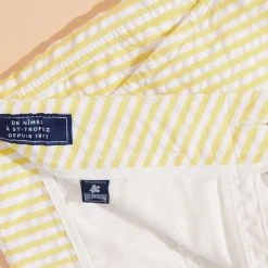 Best Vilebrequin Men Chino Bermuda Ultra-Light Seersucker Apple/Green