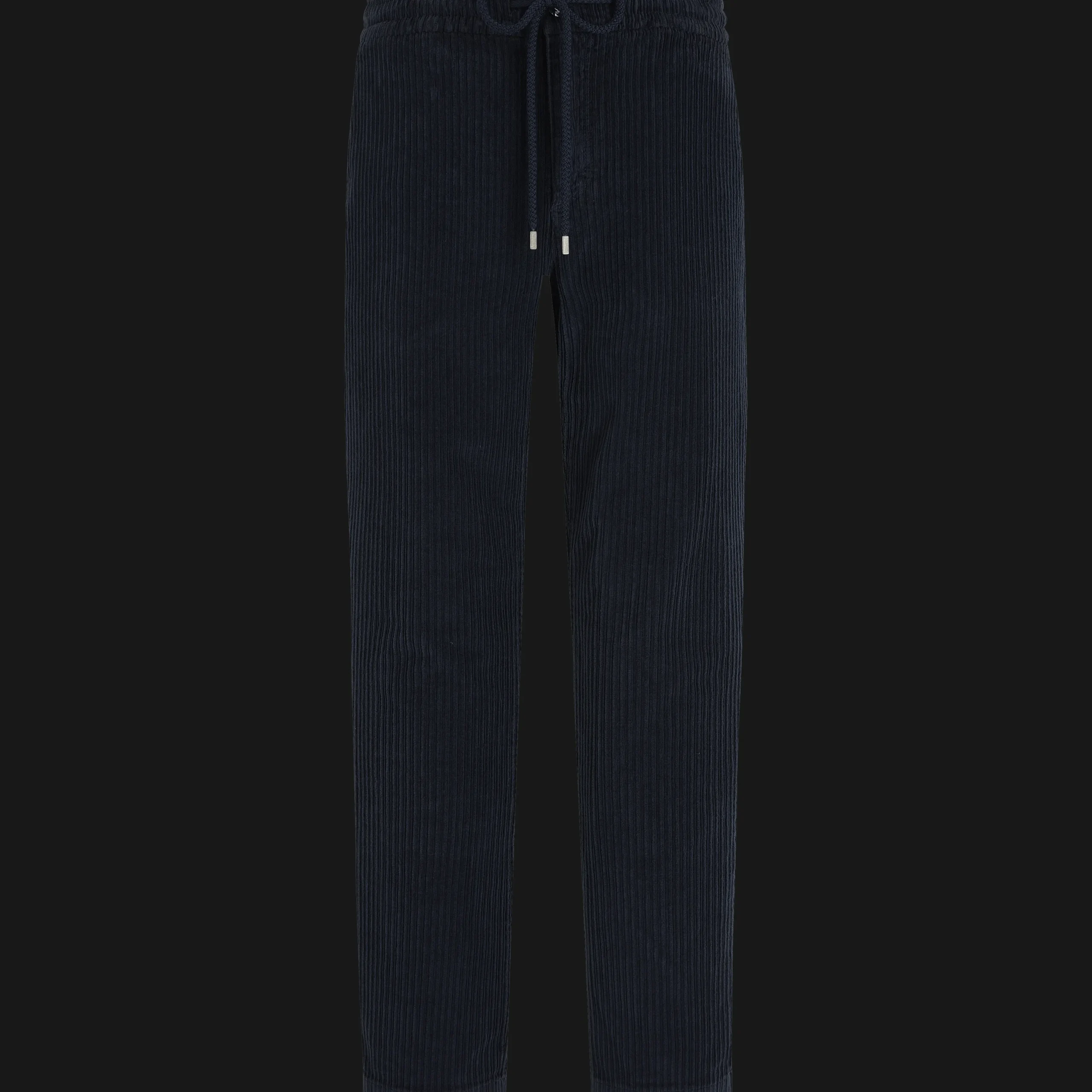 Fashion Vilebrequin Men Corduroy Large Lines Jogging Pants Solid Navy/Blue