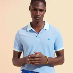 Flash Sale Vilebrequin Men Cotton Changing Color Pique Polo Shirt Thalassa/Blue