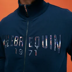 Store Vilebrequin Men Cotton Front Zip Sweatshirt Neo Medusa Brode Navy/Blue