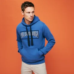 Clearance Vilebrequin Men Cotton Hoodie Sweatshirt Solid Sea Blue/Blue