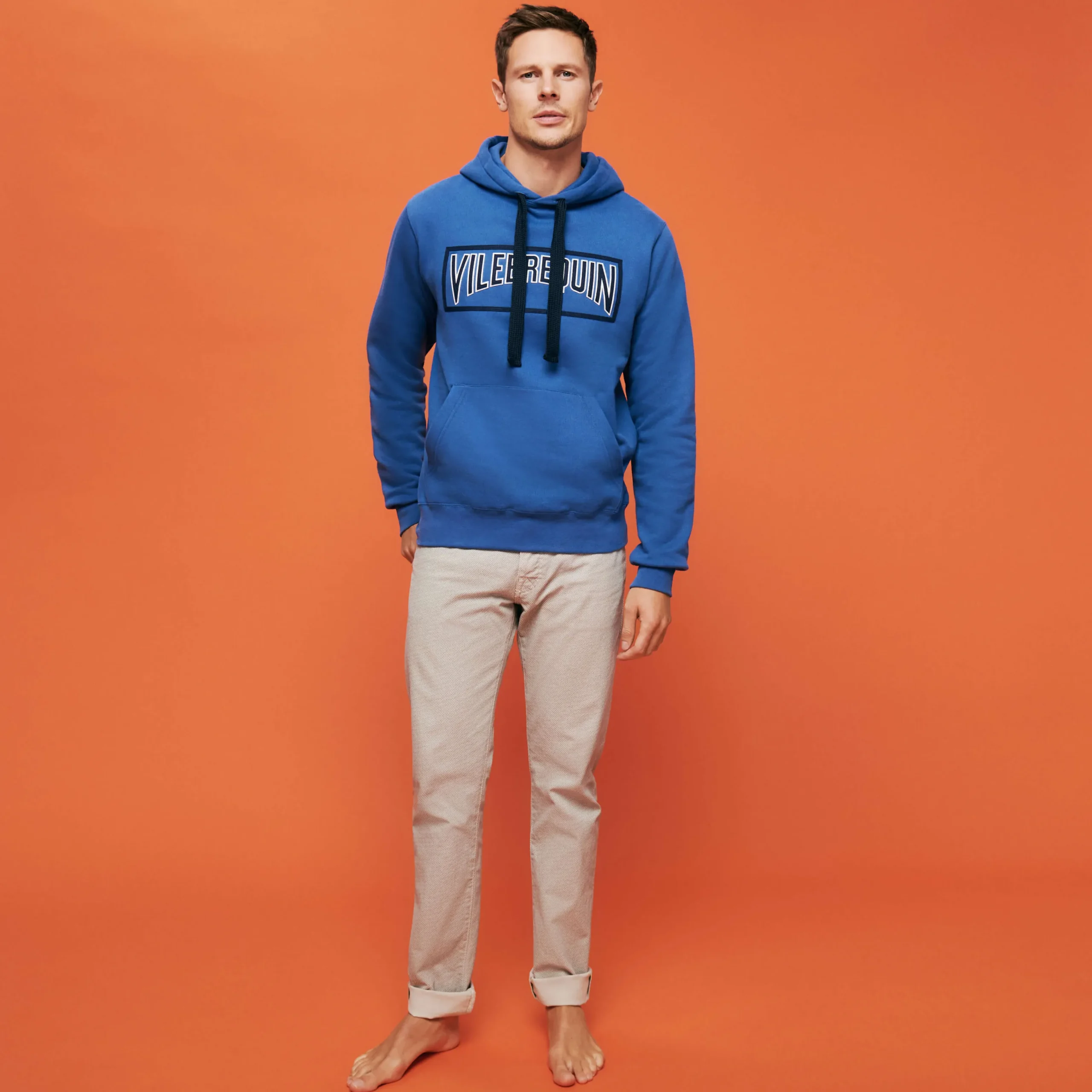 Clearance Vilebrequin Men Cotton Hoodie Sweatshirt Solid Sea Blue/Blue