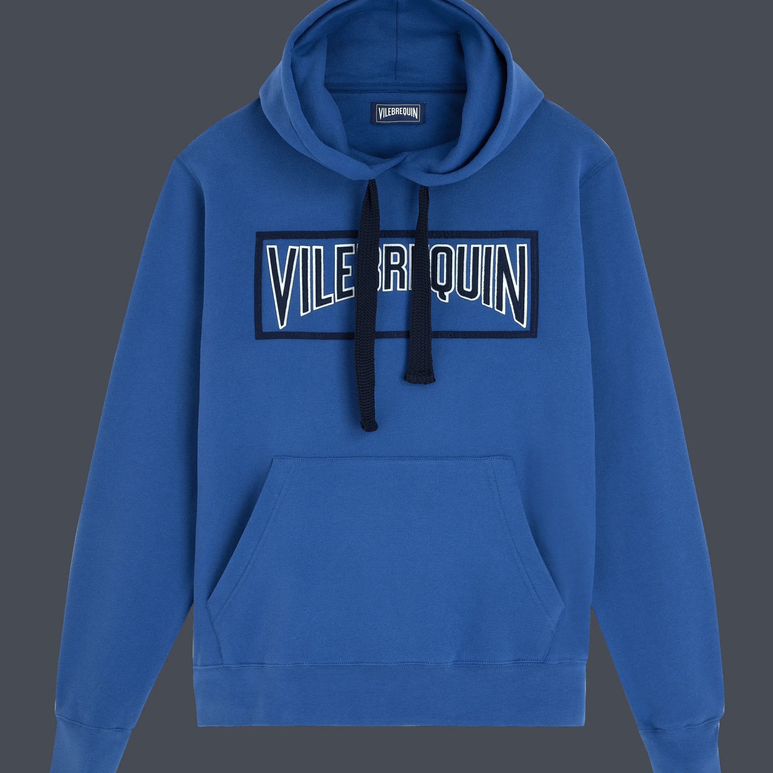 Clearance Vilebrequin Men Cotton Hoodie Sweatshirt Solid Sea Blue/Blue