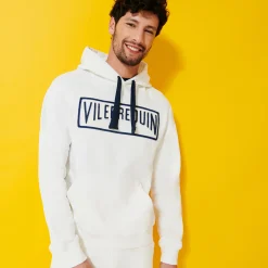 Online Vilebrequin Men Cotton Hoodie Sweatshirt Solid Off White/White