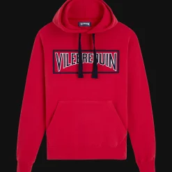 Clearance Vilebrequin Men Cotton Hoodie Sweatshirt Solid Burgundy/Red