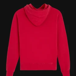 Clearance Vilebrequin Men Cotton Hoodie Sweatshirt Solid Burgundy/Red