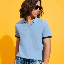 Outlet Vilebrequin Men Cotton Pique Polo Shirt Solid Divine/Blue