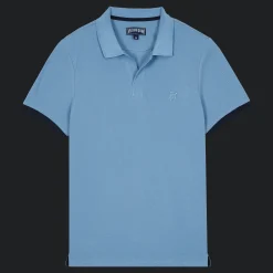Outlet Vilebrequin Men Cotton Pique Polo Shirt Solid Divine/Blue