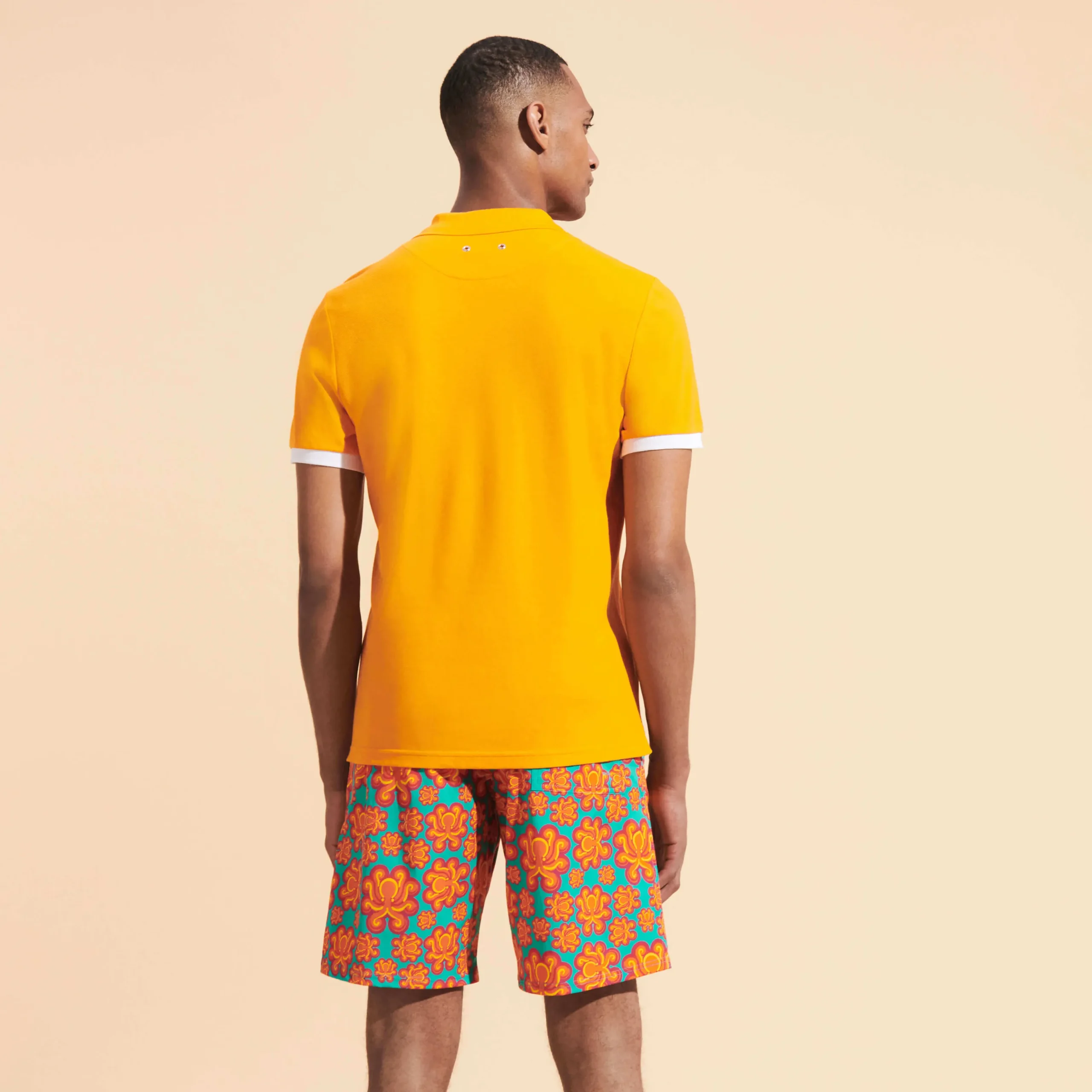 Discount Vilebrequin Men Cotton Pique Polo Shirt Solid Carrot/Orange