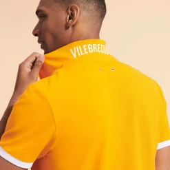 Discount Vilebrequin Men Cotton Pique Polo Shirt Solid Carrot/Orange