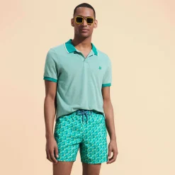 Sale Vilebrequin Men Cotton Pique Polo Shirt Solid Emerald/Green