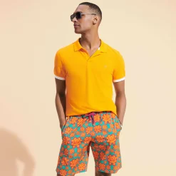Flash Sale Vilebrequin Men Cotton Pique Polo Shirt Solid Carrot/Orange