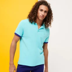 Flash Sale Vilebrequin Men Cotton Pique Polo Shirt Solid Lazulii Blue/Blue