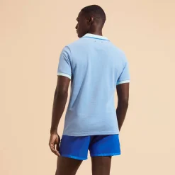Store Vilebrequin Men Cotton Pique Polo Shirt Solid Thalassa/Blue