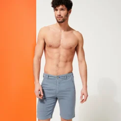 Clearance Vilebrequin Men Cotton Printed Bermuda Shorts Micro Flower Grey Metal/Grey
