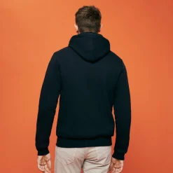 Best Vilebrequin Men Cotton Sweatshirt Solid Navy/Blue