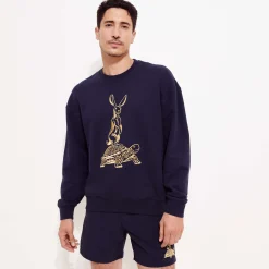 Best Sale Vilebrequin Men Cotton Sweatshirt The Year Of The Rabbit Navy/Blue