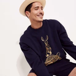 Best Sale Vilebrequin Men Cotton Sweatshirt The Year Of The Rabbit Navy/Blue