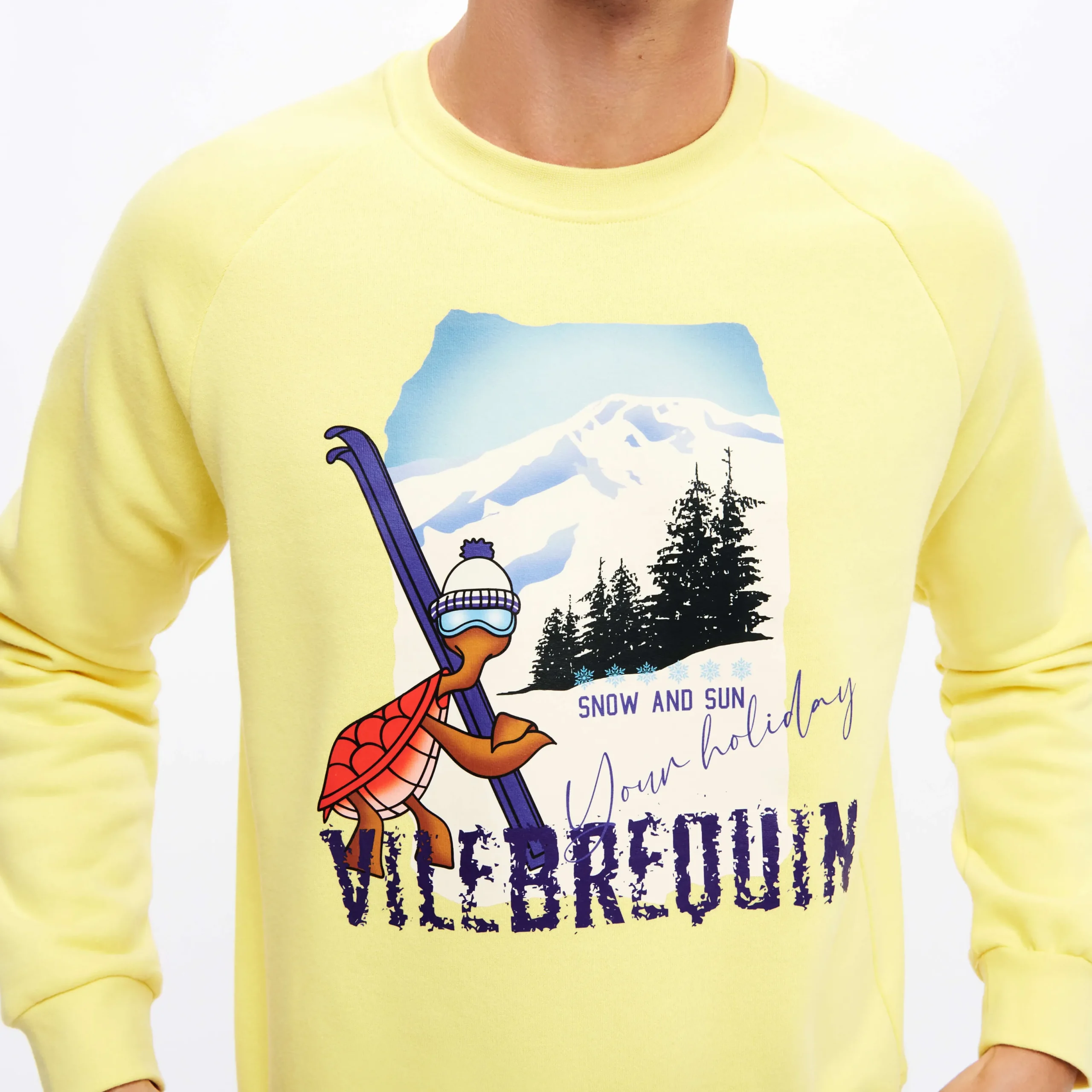 Best Sale Vilebrequin Men Cotton Sweatshirt Turtle Skier Snow And Sun Buttercup Yellow/Yellow