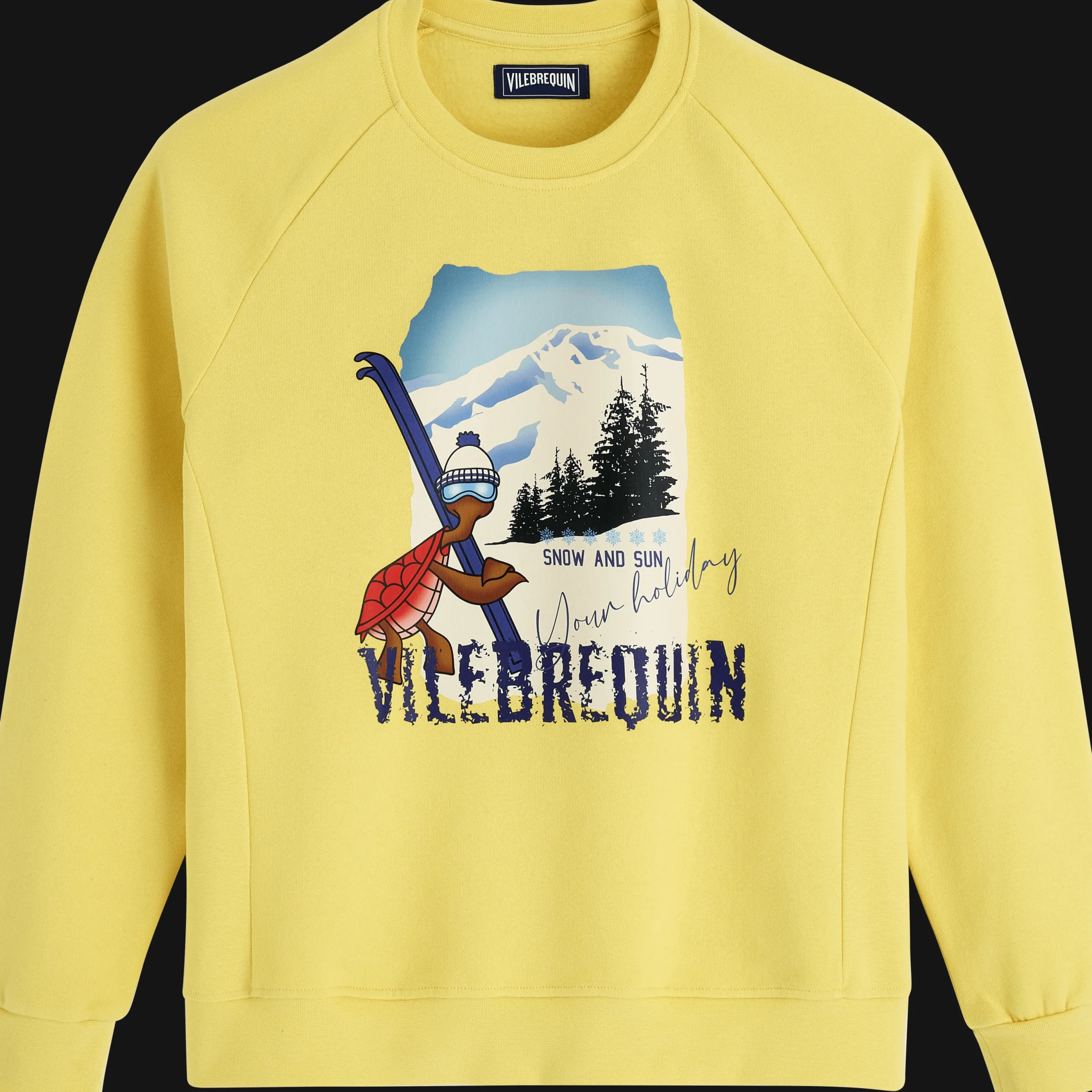 Best Sale Vilebrequin Men Cotton Sweatshirt Turtle Skier Snow And Sun Buttercup Yellow/Yellow