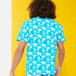 Store Vilebrequin Men Cotton T-Shirt Clouds Hawaii Blue/Blue