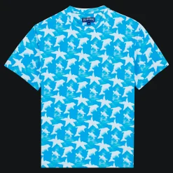 Store Vilebrequin Men Cotton T-Shirt Clouds Hawaii Blue/Blue