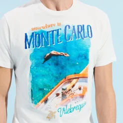 Best Vilebrequin Men Cotton T-Shirt Monte Carlo Off White/White