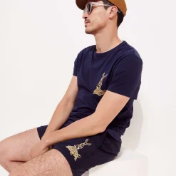 Sale Vilebrequin Men Cotton T-Shirt The Year Of The Rabbit Navy/Blue